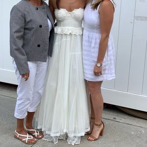 WHITE dress - strapless, floor length, tulle!